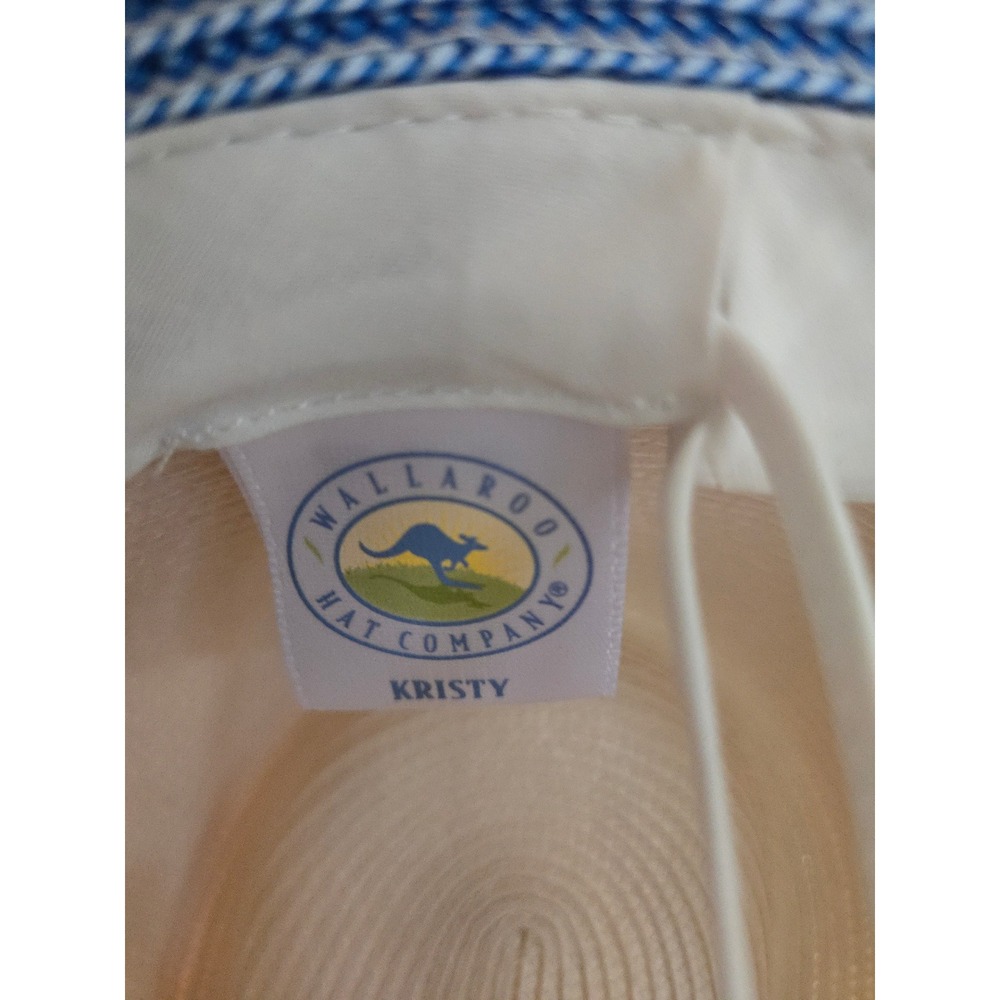 WALLLAROO Hat Company Kristy Fedora Sun Hat Blue Cream Packable Adj. Wide Brim - Picture 5 of 9